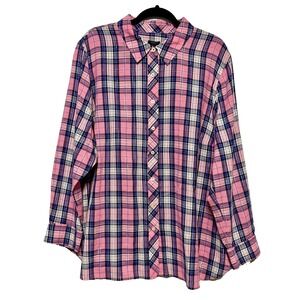 Talbots Soft Grunge Plaid Shirt Womens 3X‎ Coquette Casual Downtown Girl Y2K